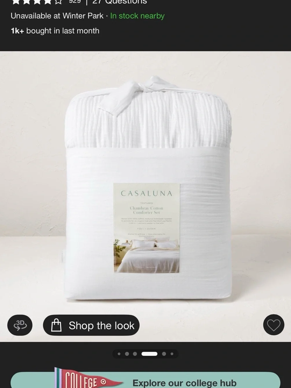Casaluna White Chambray Cotton Comforter Set - Soft White